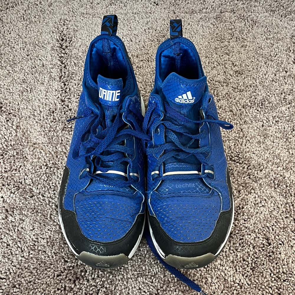 Adidas Blue and Black High-Top Basketball Sneakers